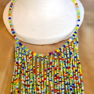 Bohemian Style Exaggerated Long Tassel Handmade Beaded Necklace